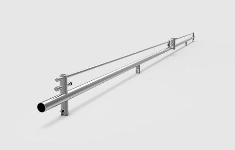 AFCAMÕES APC-7221, Tubo em Inox com ø25 mm e 1.5 mm de espessura para roldana de ø45 mm, com união tubular de fixação ao teto e fixação para dois vidros fixos.