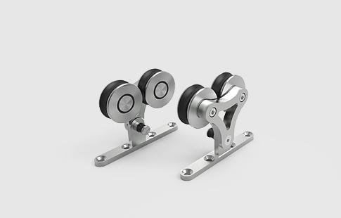 AFCAMÕES APC-7656, Roldana dupla de ø60 mm, para varão de ø25 mm, aplicada em portas de madeira com espessura de 30 a 60 mm.