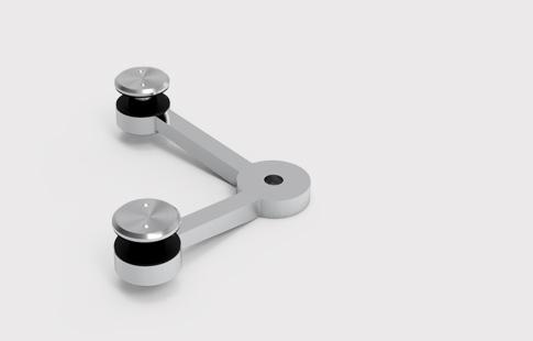 AFCAMÕES SAG-1017, aranha pequena em aço inox para fixação intermédia de dois vidros. Opção em AISI-316.