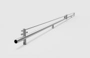 AFCAMÕES APC-7221, Tubo em Inox com ø25 mm e 1.5 mm de espessura para roldana de ø45 mm, com união tubular de fixação ao teto e fixação para dois vidros fixos.