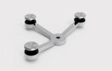 AFCAMÕES SAG-1018, aranha pequena em aço inox para fixação intermédia de três vidros. Opção em AISI-316.